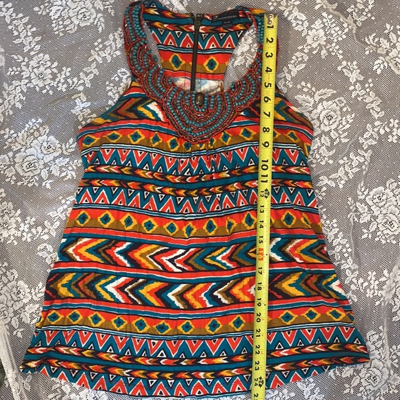 FOREVER 21 BOHO tank top SOUTHWESTERN AZTEC PRINT Jeweled neckline SIZE M SUMMER - Picture 9 of 11